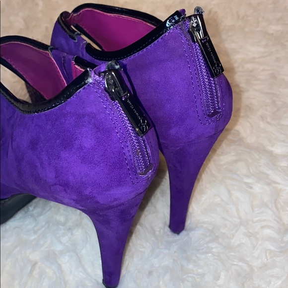 Rockabilly Jessica Simpson Purple & Pink Heels stilettos 8.5 Zip up the back - Picture 4 of 8